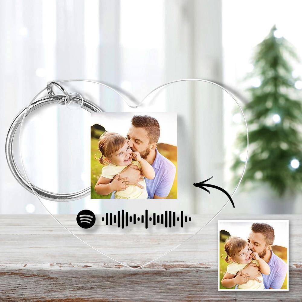 Scannable Spotify Code Keychain Spotify Favorite Song Photo Engraved Keychain Father's Gifts -