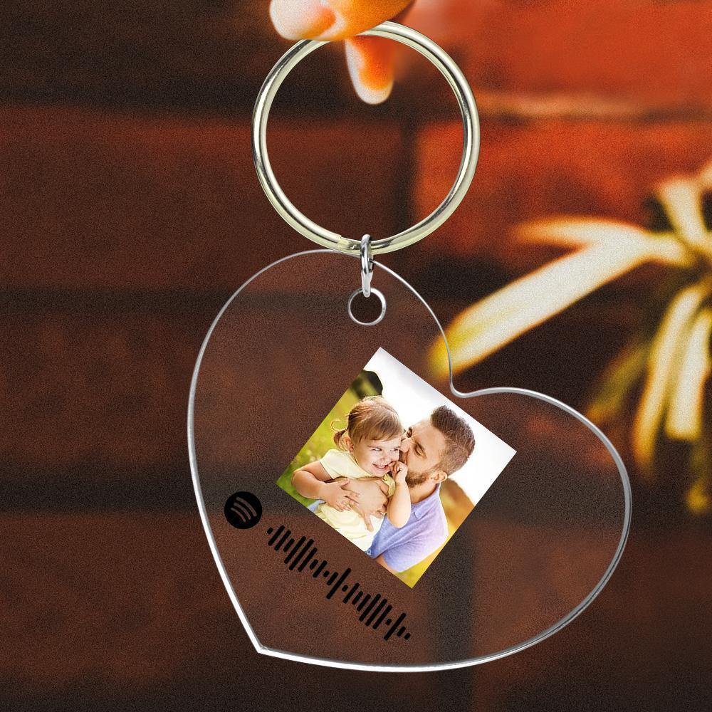 Scannable Spotify Code Keychain Spotify Favorite Song Photo Engraved Keychain Father's Gifts -