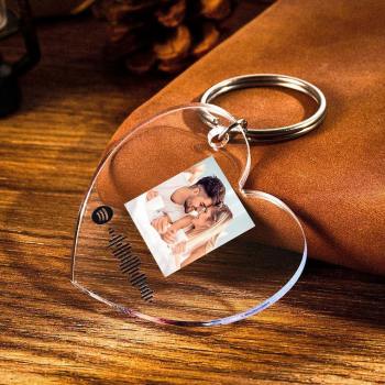 Custom Scannable Spotify Code Keychain Spotify Favorite Song Photo Engraved Keychain Heart-shaped -