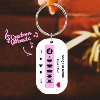 Scannable Spotify Code Keychain Spotify Favorite Song Engraved Keychain Gifts for Her Pink -