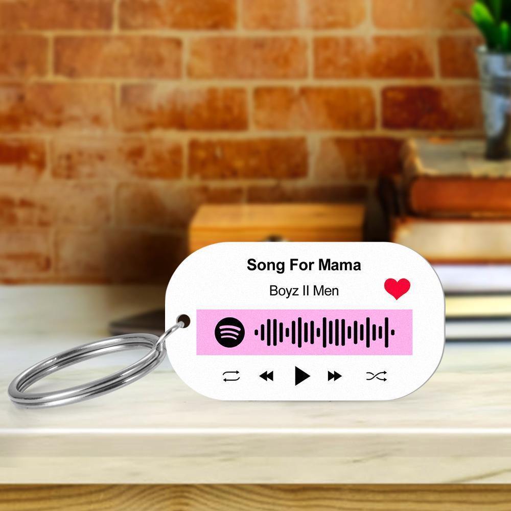 Scannable Spotify Code Keychain Spotify Favorite Song Engraved Keychain Gifts for Her Pink -