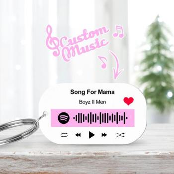 Scannable Spotify Code Keychain Spotify Favorite Song Engraved Keychain Gifts for Her Pink -
