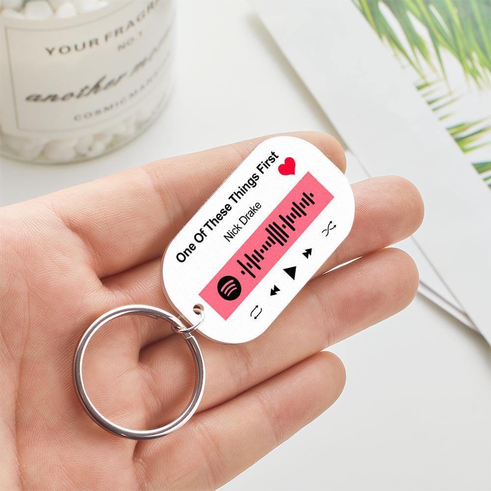 Scannable Spotify Code Keychain Spotify Favorite Song Engraved Keychain Unique Gifts for Couple -