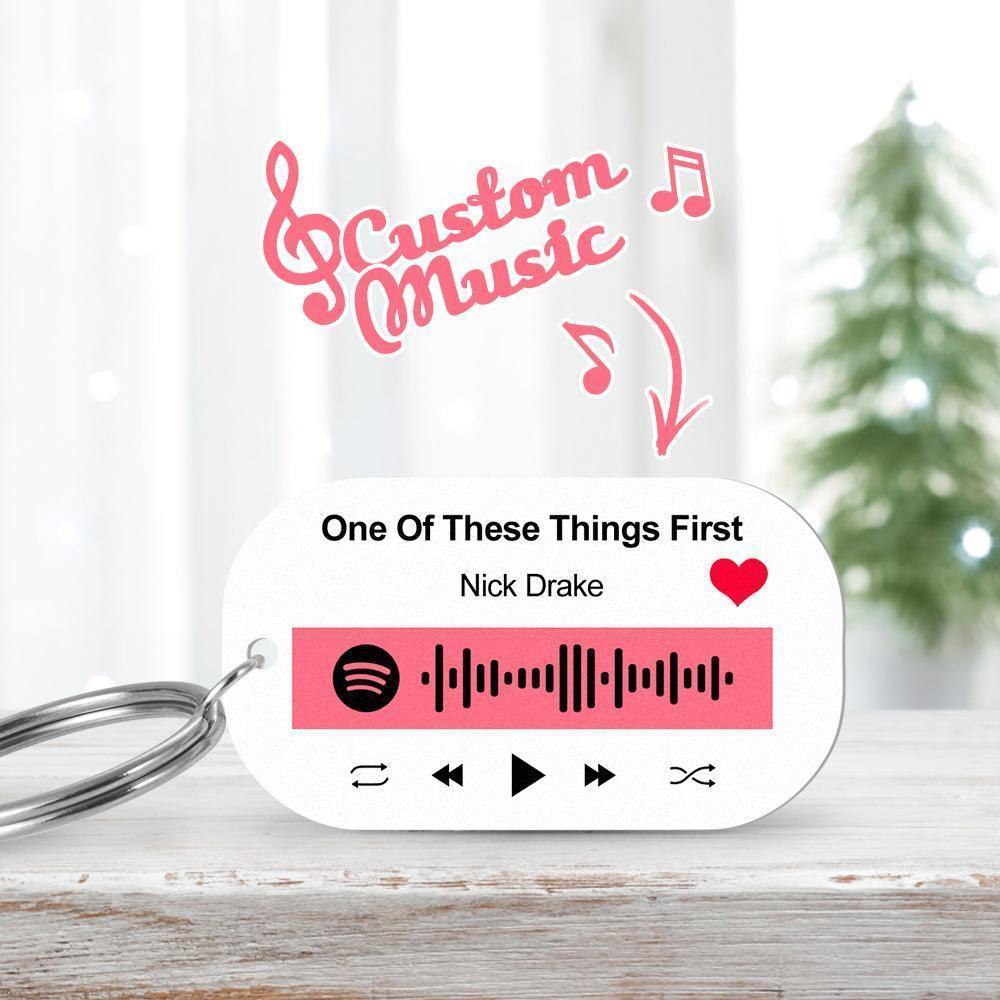 Scannable Spotify Code Keychain Spotify Favorite Song Engraved Keychain Unique Gifts for Couple -
