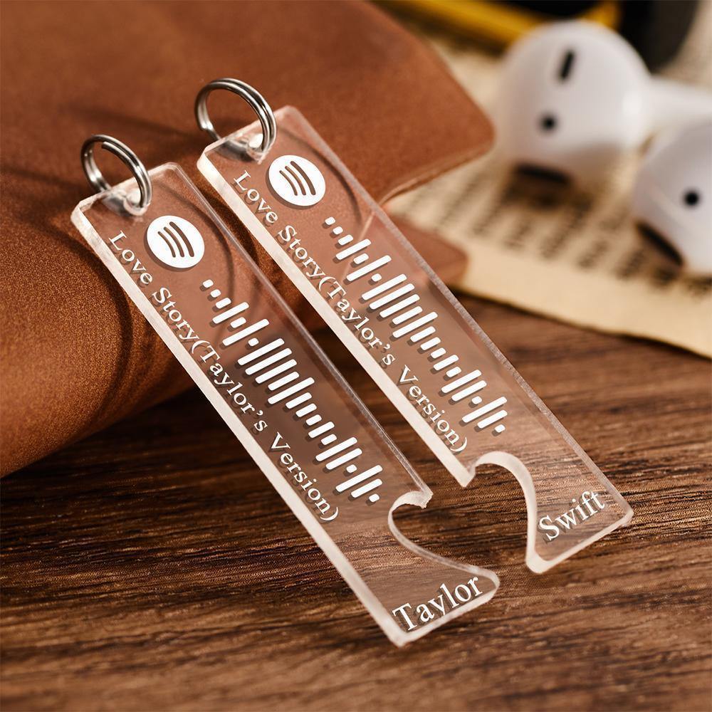 Scannable Spotify Code Keychain Engraved Custom Song Keychains Gifts for Valentine's Day -