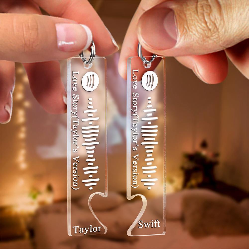 Scannable Spotify Code Keychain Engraved Custom Song Keychains Gifts for Valentine's Day -