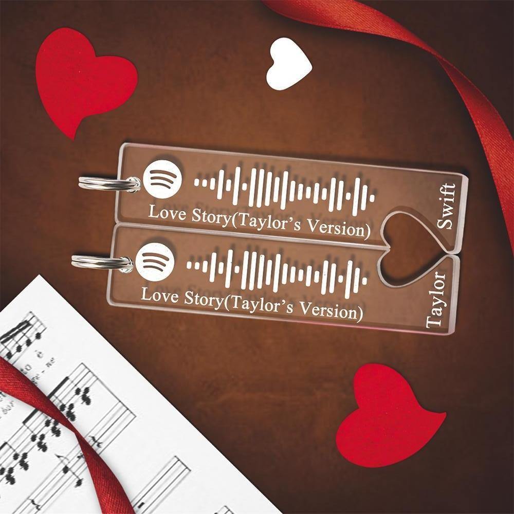 Scannable Spotify Code Keychain Engraved Custom Song Keychains Gifts for Valentine's Day -