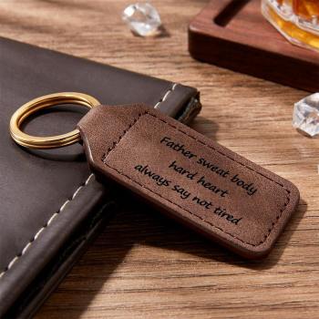 Engraved Key Chain with Brown for Father -