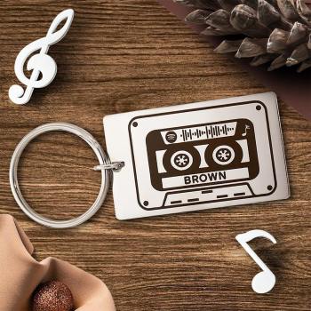 Spotify Custom Keychains Engraved Keychain Musicial Gift Silver -