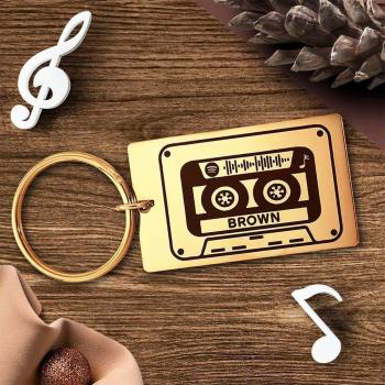Spotify Custom Keychains Engraved Keychain Musicial Gift Gold -