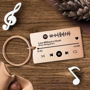 Keychain Custom Engraved Spotify Code Gifts For Him Rose Gold -