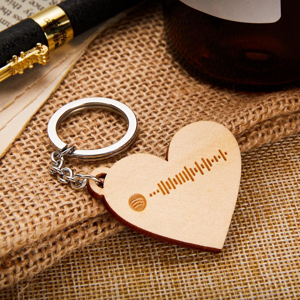 Scannable Spotify Code Heart Keychain, Custom Music Song Keychains -