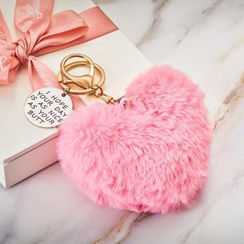 Furry And Funny Keyring for Girlfriend or Wife Pink ,Personalised Gift Idea for Wife -