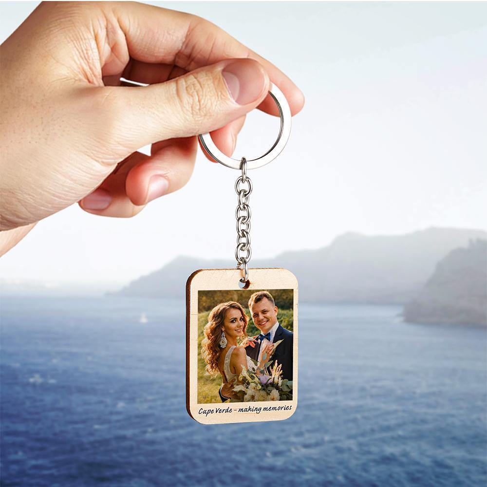 Personalised Wooden Photo Key Ring Father's Day Gifts -