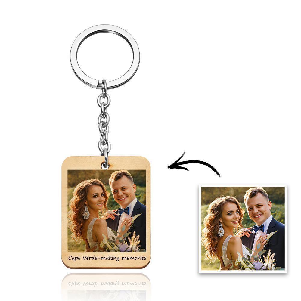 Personalised Wooden Photo Key Ring Father's Day Gifts -