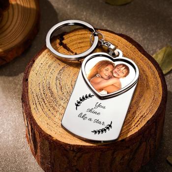 Personalized Engraved Keychain with Birthstone Memorial Gifts for Someone -