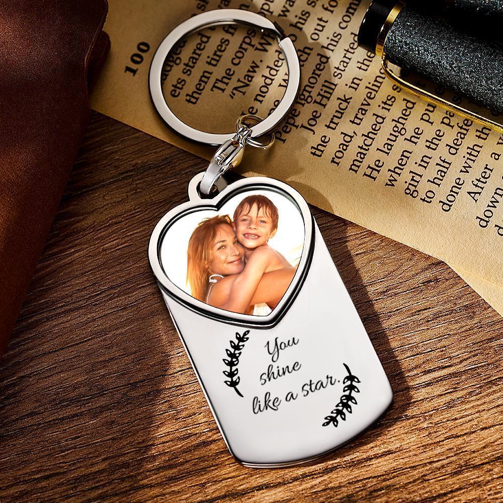 Personalized Engraved Keychain with Birthstone Memorial Gifts for Someone -