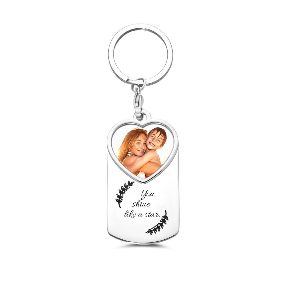 Personalized Engraved Keychain with Birthstone Memorial Gifts for Someone -
