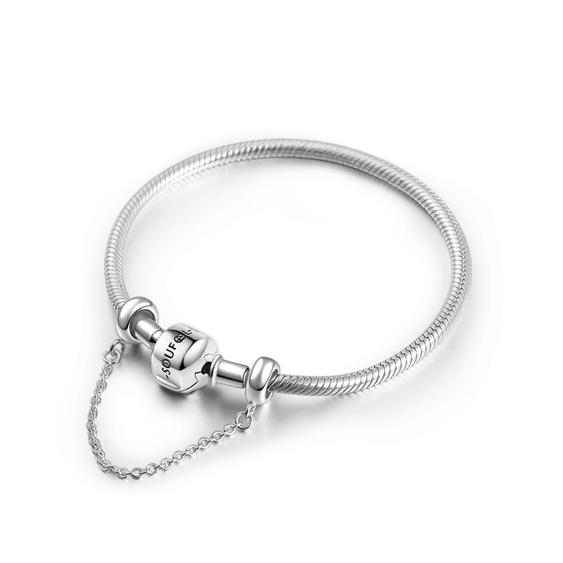 Pulsera De Plata De Ley 925 Con Dije De Goma Con Cadena De Seguridad