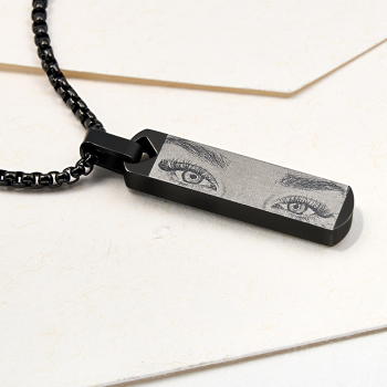 Collar Con Colgante De Ojo Grabado Personalizado, Colgante Vertical Con Foto De Ojo, Cadena De Oro Con Imagen De Ojo - 