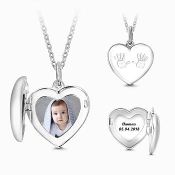 Collar Con Foto De Corazón Grabado Para Mamá