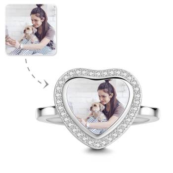 Anillo Con Foto Corazón De Plata Regalo Único
