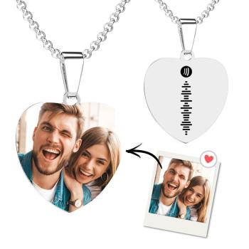 Collar Escaneable Con Código De Spotify Collar Con Etiqueta Grabada En Forma De Corazón Regalos De Canciones Musicales Personalizadas Para Ella