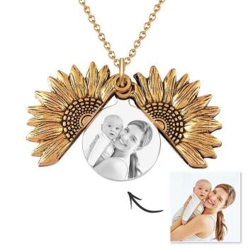 Collar Abierta Girasol Collar Girasol Con Tu Foto Regalo Para La Madre