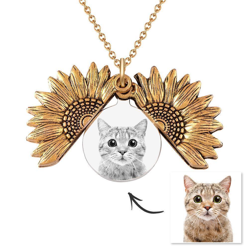 Collar Con Foto Personalizada Flor De Sol Collar Relicario Regalos Únicos