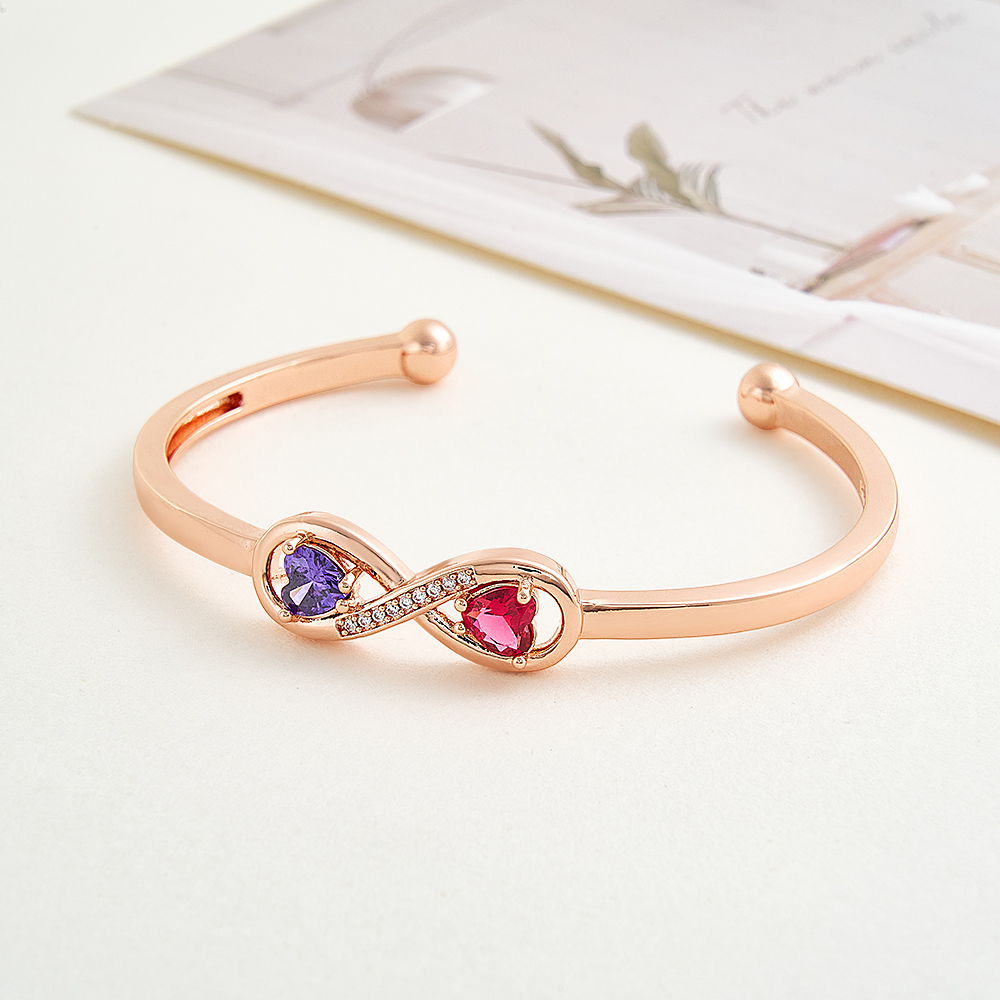 Pulsera Personalizada Con Piedra De Nacimiento Infinita Pulsera Personalizada Con Eslabones Eternos Pulsera Con Piedra De Nacimiento De Conexión Infinita Pulsera Para Madre E Hija - 