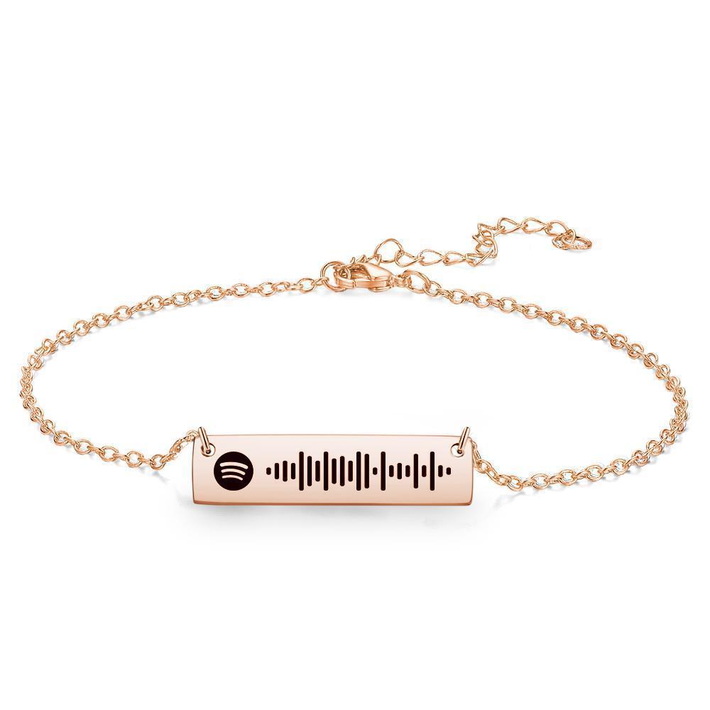 Tobillera Código Spotify Escaneable Tobillera de Barra Grabada Color Dorado Regalos para San Valentín