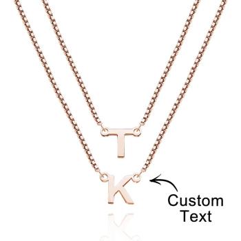 Collar Con Nombre De Cadena Doble, Collar Con Letras Personalizadas, Collar De Regalo Inicial, Regalo Para Mujer - TuNombrecollar
