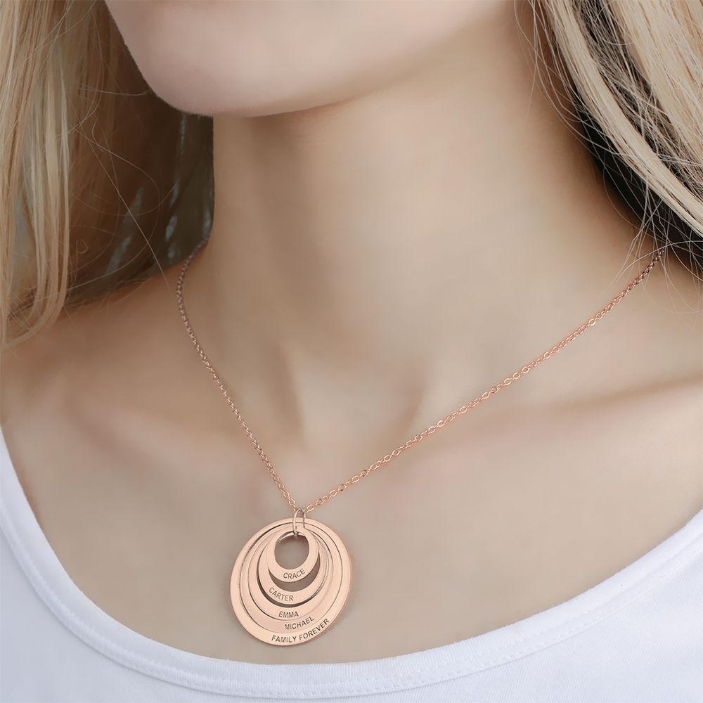 Collar Personalizado Grabado, Collar con Nombre de Cinco Discos Chapado en Oro Rosa - Oro Rosa