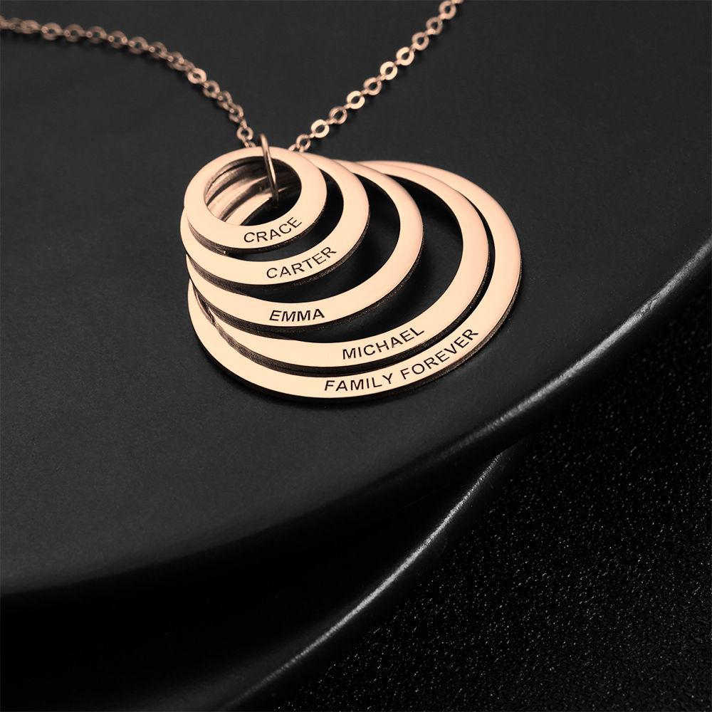 Collar Personalizado Grabado, Collar con Nombre de Cinco Discos Chapado en Oro Rosa - Oro Rosa