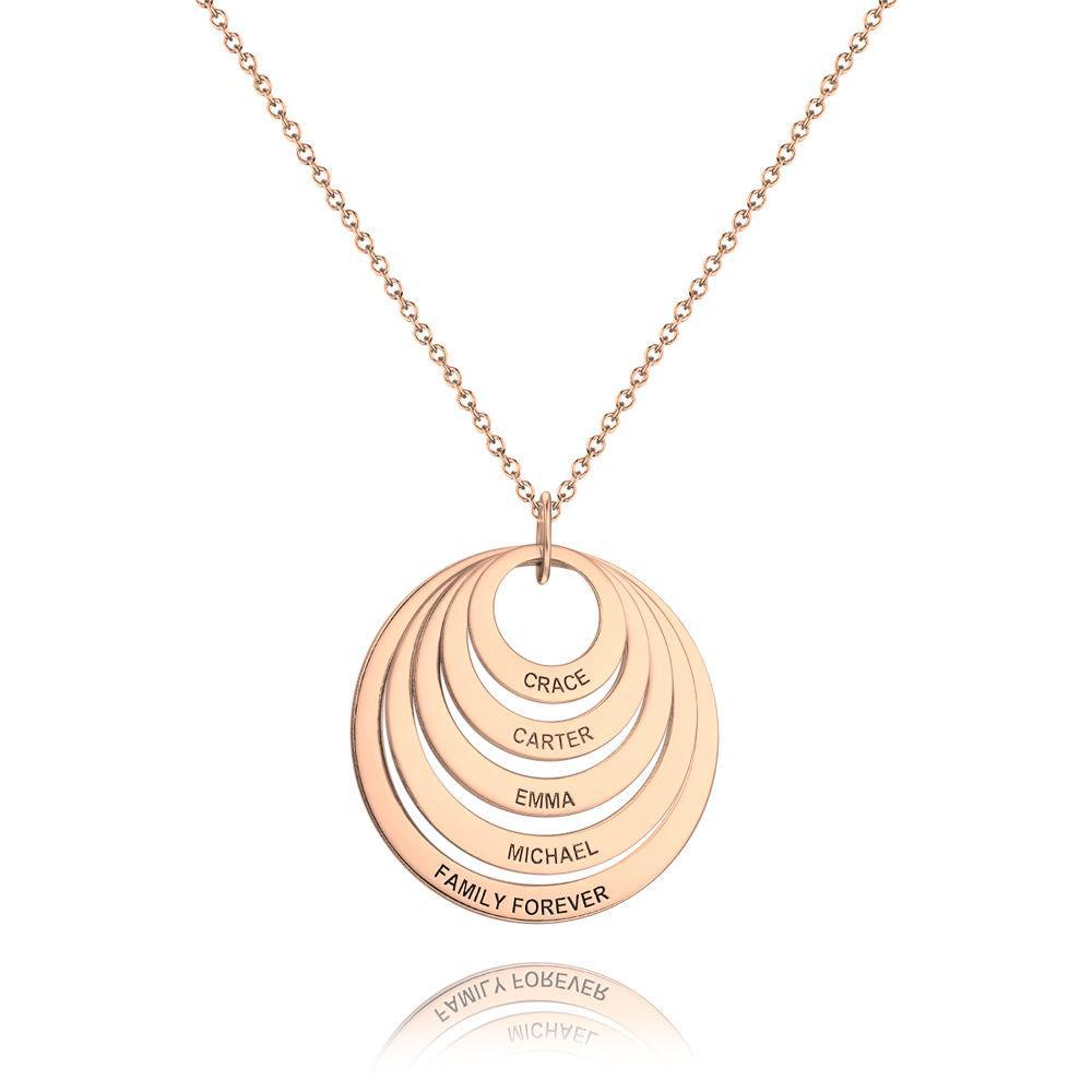 Collar Personalizado Grabado, Collar con Nombre de Cinco Discos Chapado en Platino - Plata