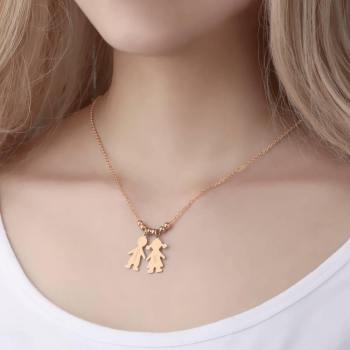 Collar Grabado, Collar con Encanto para Ni?os Joyería de Mamá Chapado en Oro Rosa