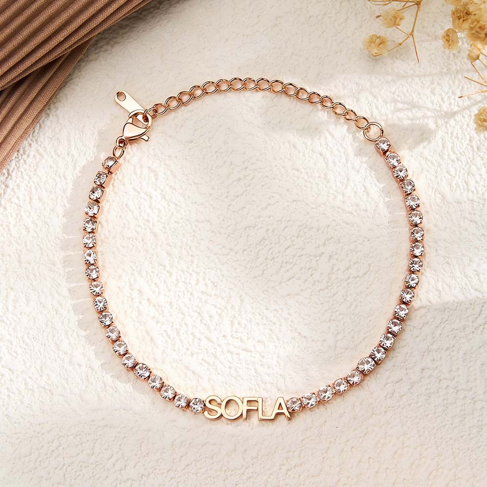 Pulsera Con Nombre Familiar Personalizada, Pulsera Con Nombre Personalizado Y Diamantes Cz, Pulsera Con Nombre Grabado, Regalo Sentimental Para Ella - 