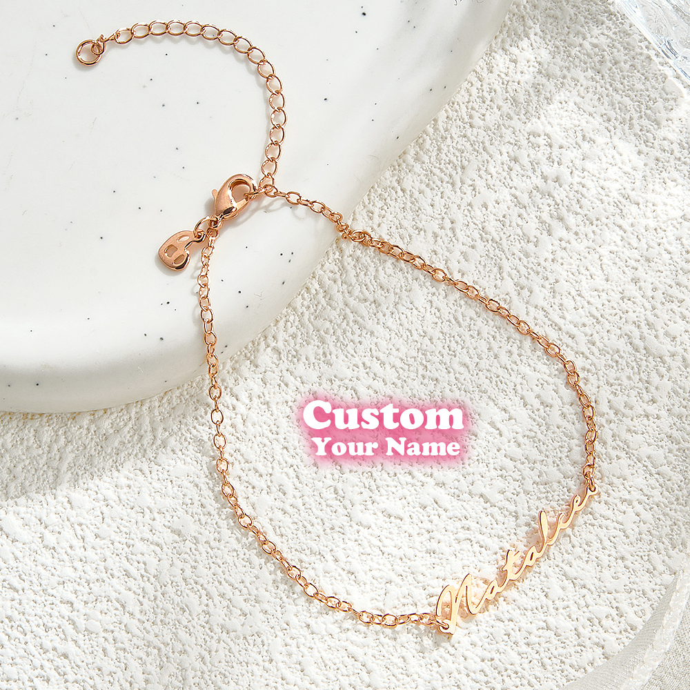 Pulsera Personalizada Con Nombre Pequeño, Delicada Joyería Con Nombre Personalizado, Pulsera Con Nombre En Escritura Delicada Hecha A Mano, Regalo Minimalista Con Nombre Personalizado Para Ella - 