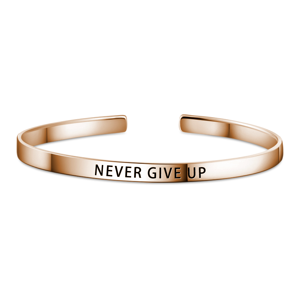 Brazalete Never Give Up Cobre Chapado En Oro Rosa
