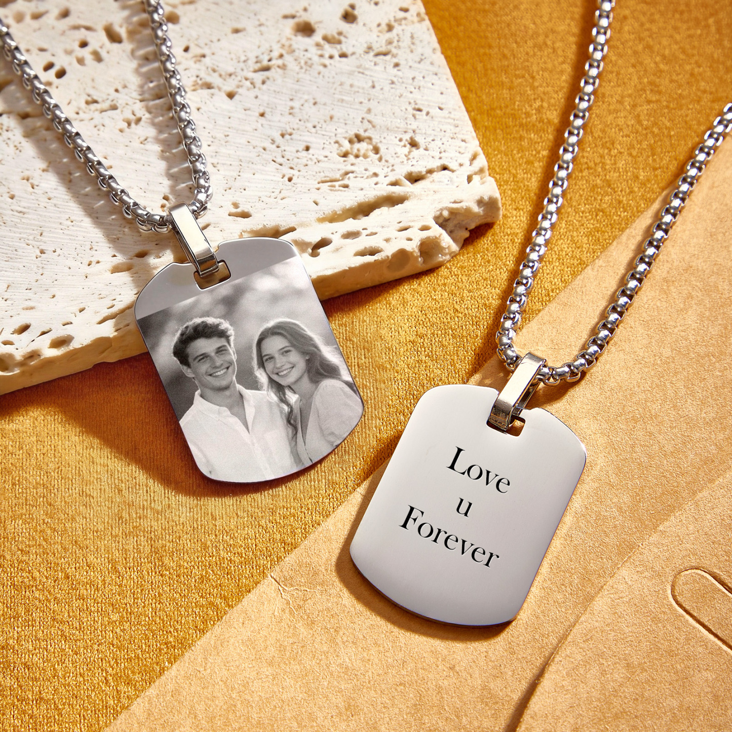 Collar Con Etiqueta De Foto Personalizada, Colgante Con Imagen Personalizada, Joyería Conmemorativa, Regalo Para Hombres, Papá, Novio - 