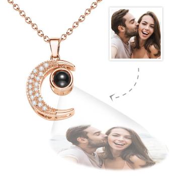 Collar De Proyección De Fotos Personalizado, Luna De Diamantes De Imitación, Regalos Exquisitos - TuNombrecollar
