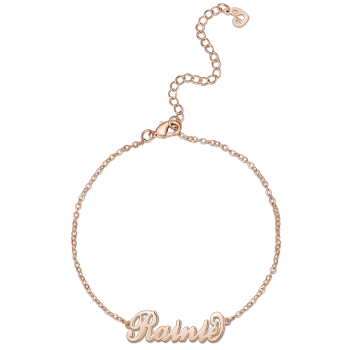 Tobillera con nombre para ni?os chapada en oro rosa - Longitud ajustable