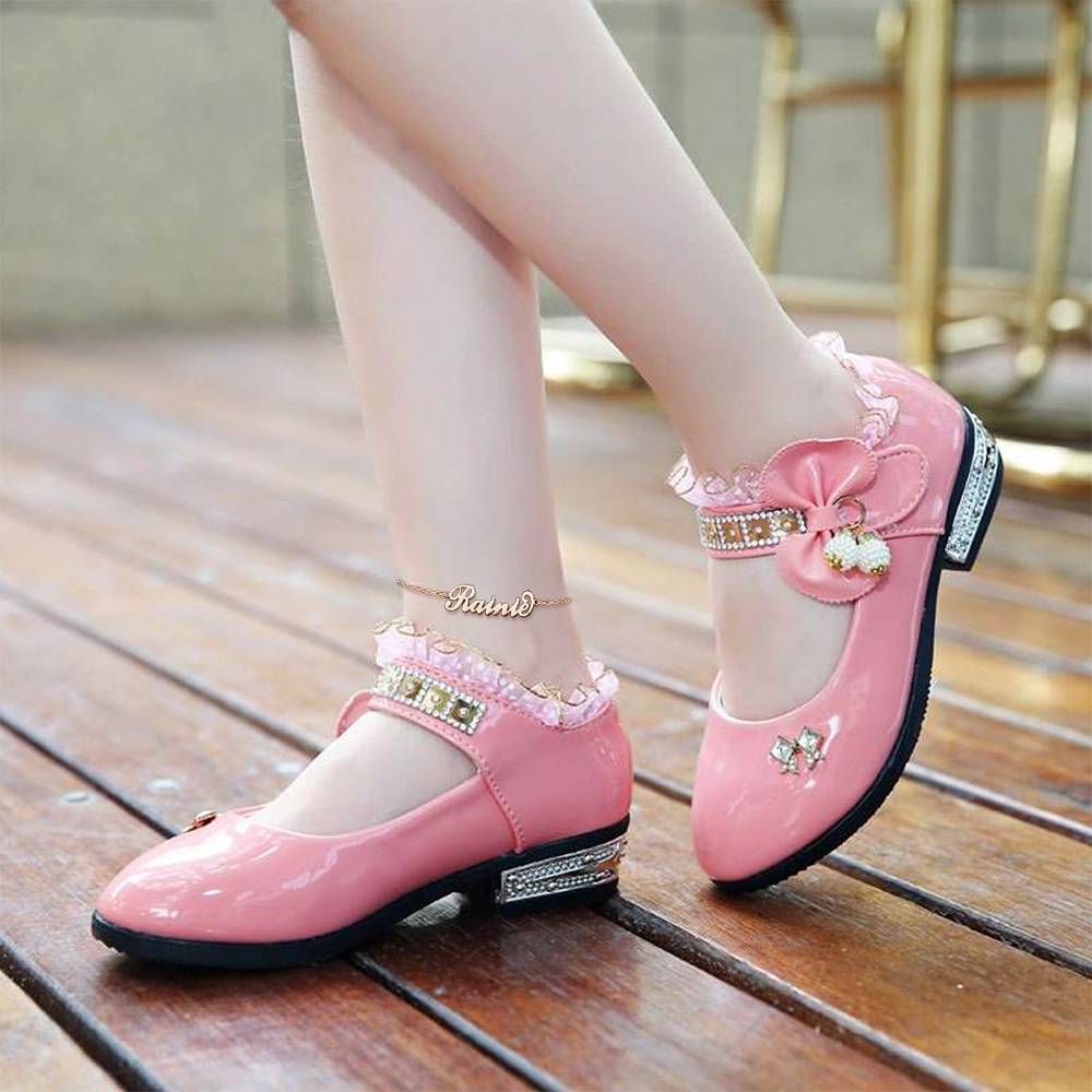 Tobillera con nombre para ni?os chapada en oro rosa - Longitud ajustable