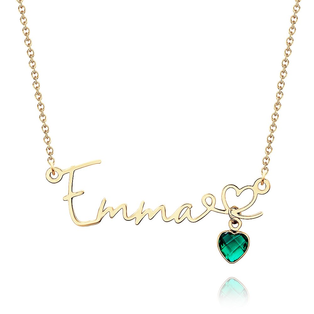 Collar Con Nombre Personalizado Y Piedra De Nacimiento De Corazón Collar Con Nombre Personalizado Y Piedra De Nacimiento Collar Con Nombre Y Piedra De Nacimiento De Corazón - 