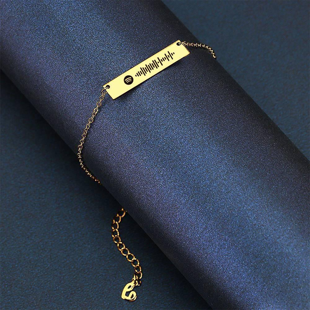 Tobillera Código Spotify Escaneable Tobillera de Barra Grabada Color Dorado Regalos para San Valentín