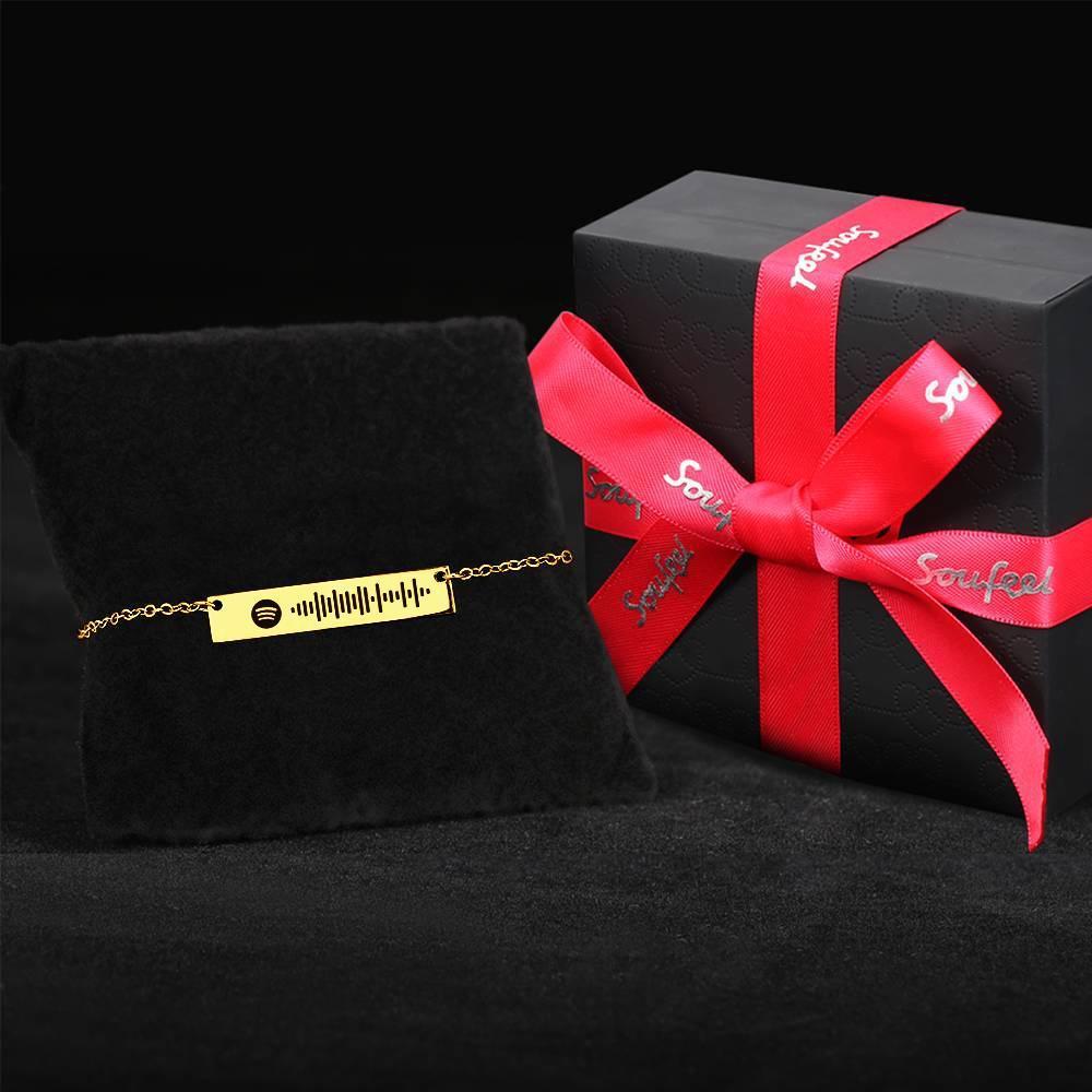 Tobillera Código Spotify Escaneable Tobillera de Barra Grabada Color Dorado Regalos para San Valentín