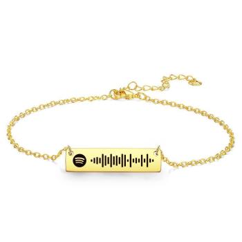 Tobillera Código Spotify Escaneable Tobillera de Barra Grabada Color Dorado Regalos para San Valentín