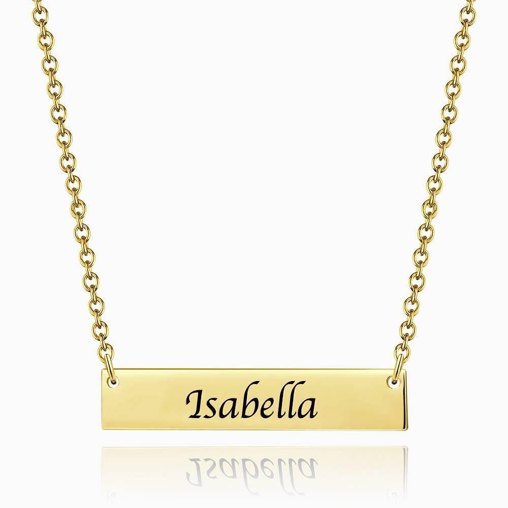 Collar De Barra Grabado Para Niños Con Baño De Oro De 14 Quilates