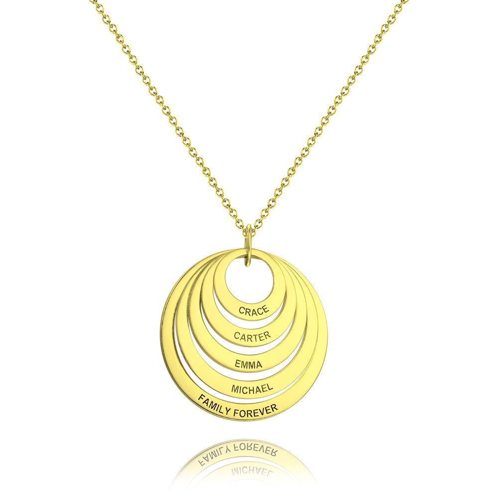 Collar Personalizado Grabado, Collar con Nombre de Cinco Discos Chapado en Platino - Plata
