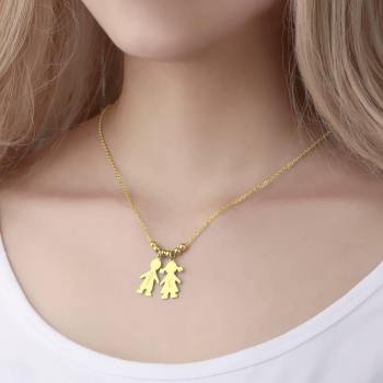 Collar Grabado, Ni?os Collar Charms Mamá Joyas 14K Chapado en Oro - Oro